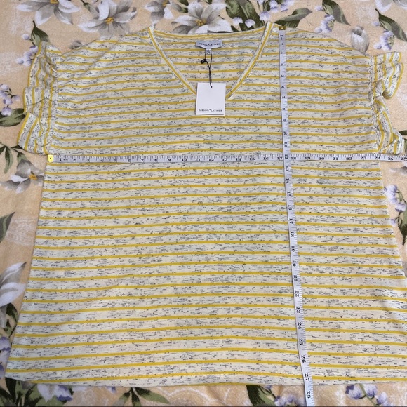 3/30$🔥 NWT Gibson & Latimer Stripe Ruffle Slv Tee - Picture 9 of 9